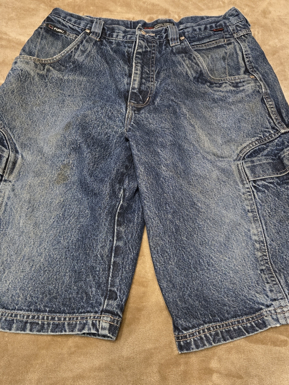 FUBU Classic Men's Denim Cargo Shorts - Blue size 36